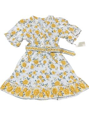Joie White Dress with Yellow Floral Print and Belt